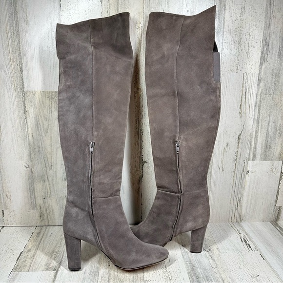 Halogen Noble Over The Knee Heeled Boots Grey Suede #1397 - Picture 8 of 15